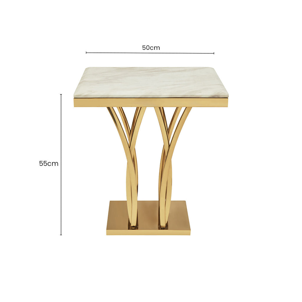 White Marble Side Table with Gold Finish Frame