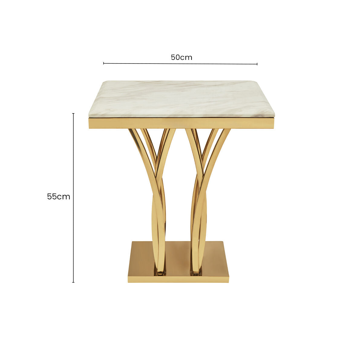 White Marble Side Table with Gold Finish Frame