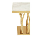 White Marble Side Table with Gold Finish Frame