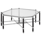 Clear Glass and Chrome Finish Coffee Table with Black Legs
