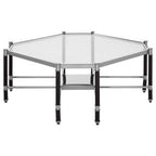 Clear Glass and Chrome Finish Coffee Table with Black Legs