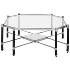 Clear Glass and Chrome Finish Coffee Table with Black Legs