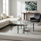 Clear Glass and Chrome Finish Coffee Table with Black Legs
