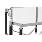 Clear Glass and Chrome Finish Side Table with Black Legs
