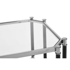 Clear Glass and Chrome Finish Side Table with Black Legs