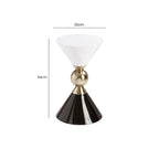 Gold and Black Metal Angular Side Table with White and Black Top and Rounded Base