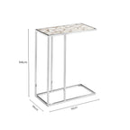 White and Silver Finish Semi-Precious Agate Side Table with Banded Pattern