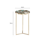 Gold and Assorted Warm Metallic Frame Agate Round Side Table
