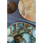 Gold and Assorted Warm Metallic Frame Agate Round Side Table