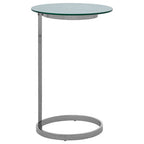 Silver Open Circular Base End Table with White Marble Effect Top