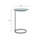 Silver Open Circular Base End Table with White Marble Effect Top