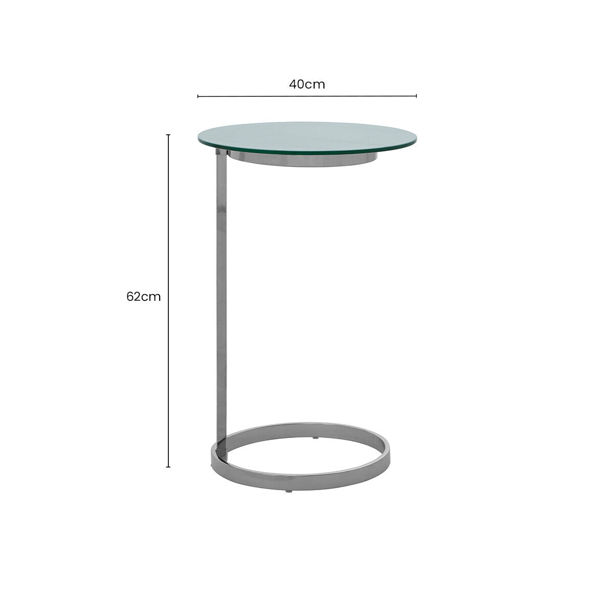 Silver Open Circular Base End Table with White Marble Effect Top