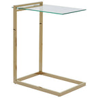 Gold Warm Metallic Finish End Table with Clear Tempered Glass Top