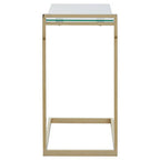 Gold Warm Metallic Finish End Table with Clear Tempered Glass Top