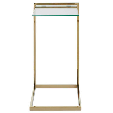 Gold Warm Metallic Finish End Table with Clear Tempered Glass Top