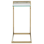 Gold Warm Metallic Finish End Table with Clear Tempered Glass Top