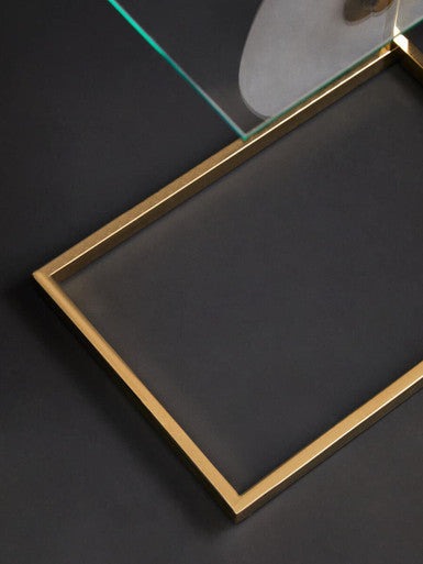 Gold Warm Metallic Finish End Table with Clear Tempered Glass Top