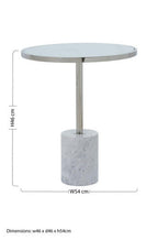 White Marble Effect and Silver Finish Round Side Table