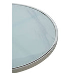 White Marble Effect and Silver Finish Round Side Table