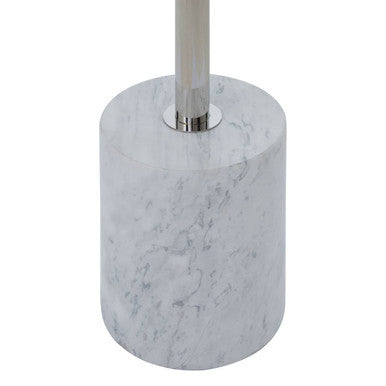 White Marble Effect and Silver Finish Round Side Table