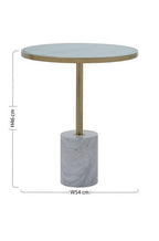 Gold Frame T-Shape End Table with White Marble Top