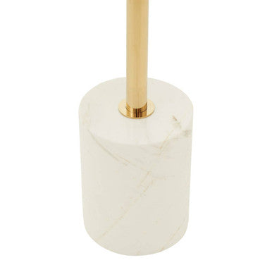 Gold Frame T-Shape End Table with White Marble Top