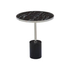 Silver Frame T-Shape End Table with Black Marble Top