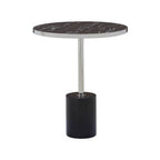 Silver Frame T-Shape End Table with Black Marble Top