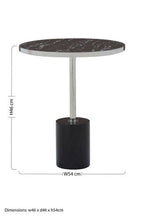 Silver Frame T-Shape End Table with Black Marble Top
