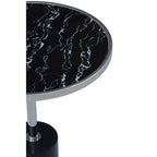 Silver Frame T-Shape End Table with Black Marble Top