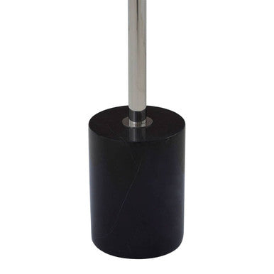 Silver Frame T-Shape End Table with Black Marble Top
