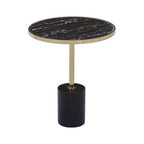Gold Frame T-Shape End Table with Black Marble Top