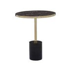 Gold Frame T-Shape End Table with Black Marble Top