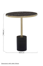Gold Frame T-Shape End Table with Black Marble Top