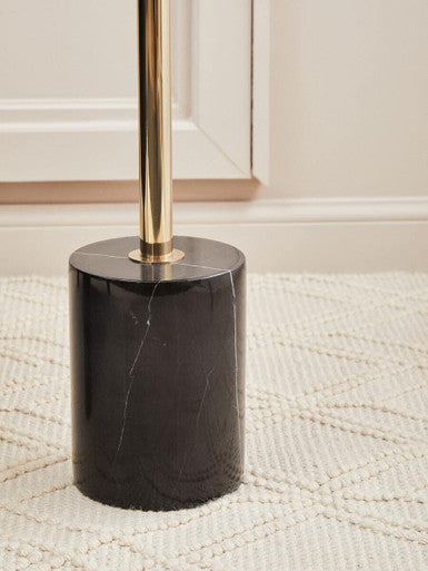 Gold Frame T-Shape End Table with Black Marble Top