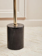 Gold Frame T-Shape End Table with Black Marble Top