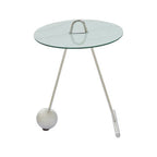 White Marble Effect Glass Top Round End Table