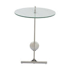 White Marble Effect Glass Top Round End Table