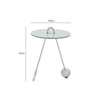 White Marble Effect Glass Top Round End Table