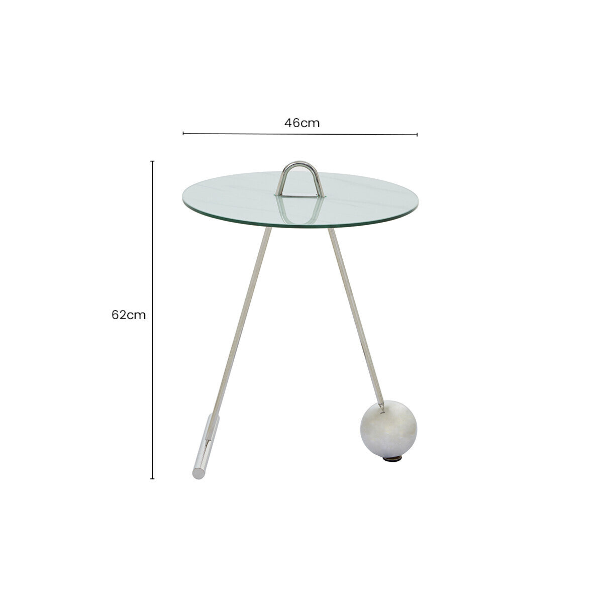 White Marble Effect Glass Top Round End Table