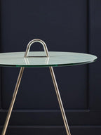 White Marble Effect Glass Top Round End Table