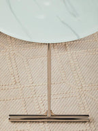 White Marble Effect Glass Top Round End Table