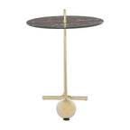 Black Marble Effect Top End Table with Gold Splayed Legs