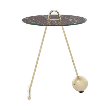 Black Marble Effect Top End Table with Gold Splayed Legs