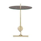 Black Marble Effect Top End Table with Gold Splayed Legs