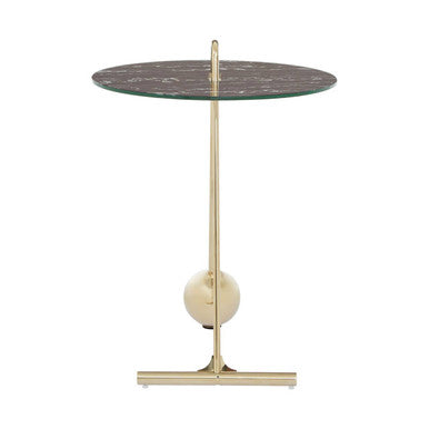 Black Marble Effect Top End Table with Gold Splayed Legs