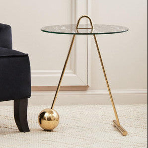 Black Marble Effect Top End Table with Gold Splayed Legs