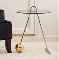 Black Marble Effect Top End Table with Gold Splayed Legs