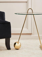 Black Marble Effect Top End Table with Gold Splayed Legs