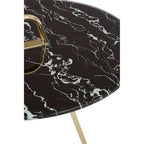 Black Marble Effect Top End Table with Gold Splayed Legs